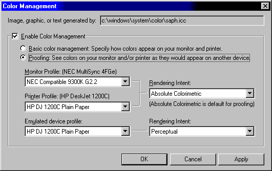 Dialog box used for proofing